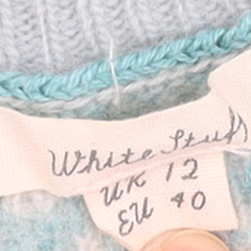 White Stuff Women Blue Fair Isle Wool Jumper UK 12 Winter Knit