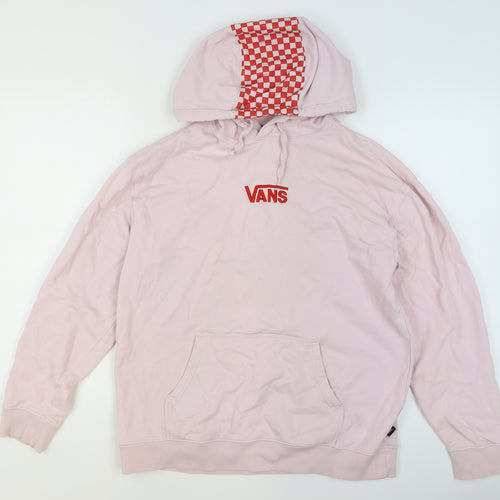 Vans Women’s Pink Hoodie Small Pullover Checkered Hood Cotton