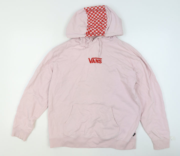 Vans Women’s Pink Hoodie Small Pullover Checkered Hood Cotton