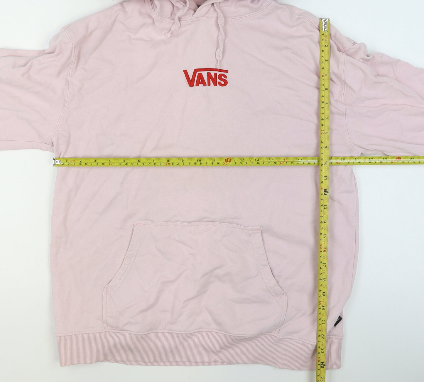 Vans Women’s Pink Hoodie Small Pullover Checkered Hood Cotton