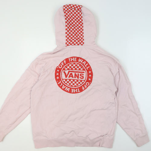 Vans Women’s Pink Hoodie Small Pullover Checkered Hood Cotton