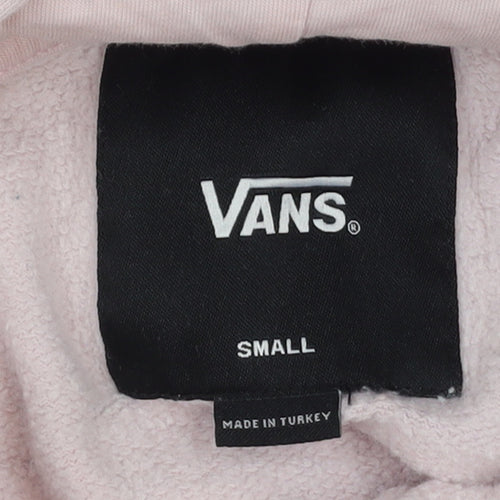 Vans Women’s Pink Hoodie Small Pullover Checkered Hood Cotton
