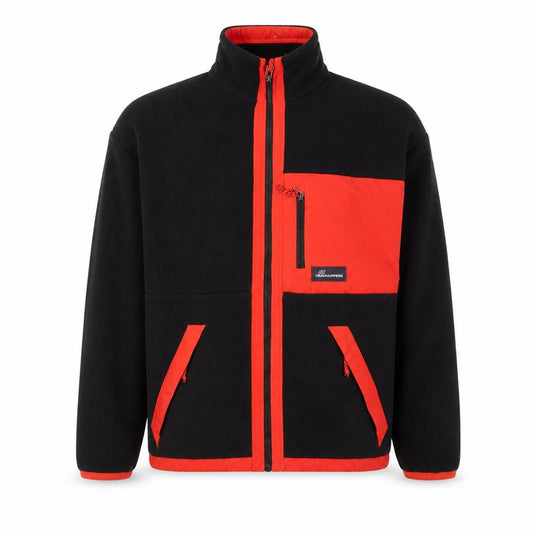 Front view of Craghoppers Men's Black & Red Fleece Full Zip Outdoor Jacket, size S