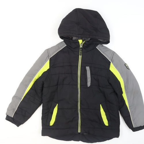 Protection System Boys Black Puffer Jacket 8 Years Hooded Full Zip Winter Coat
