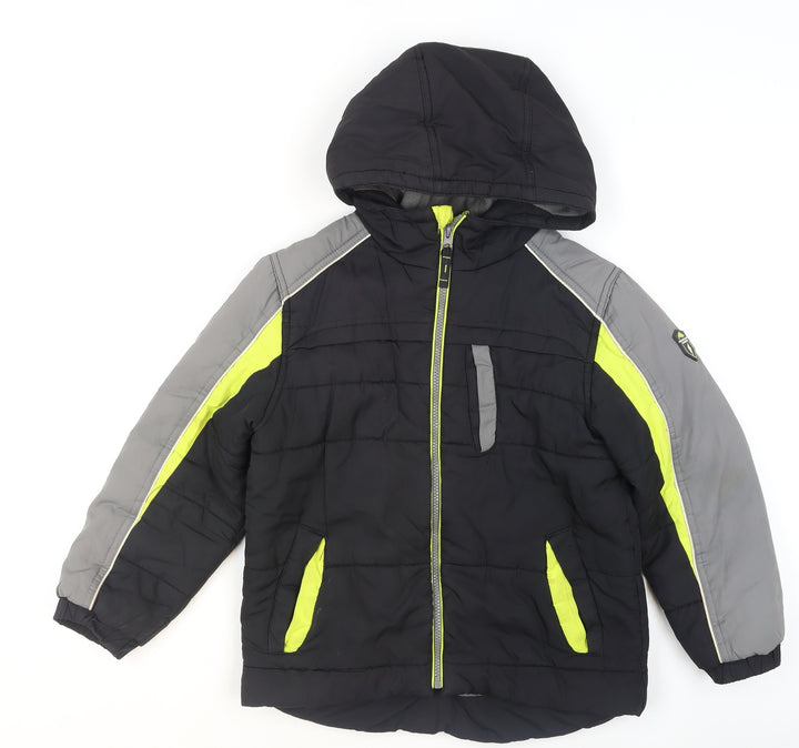 Protection System Boys Black Puffer Jacket 8 Years Hooded Full Zip Winter Coat