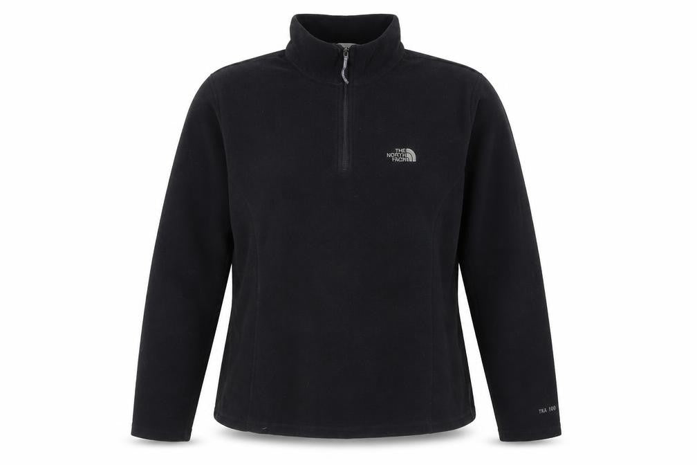 Front view of The North Face Women Black L Fleece 1/4 Zip Pullover Sweatshirt
