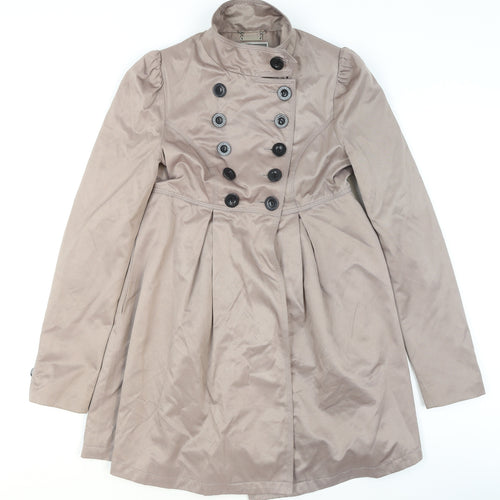 Lipsy Women’s Beige Double Breasted Trench Coat UK Regular Fit