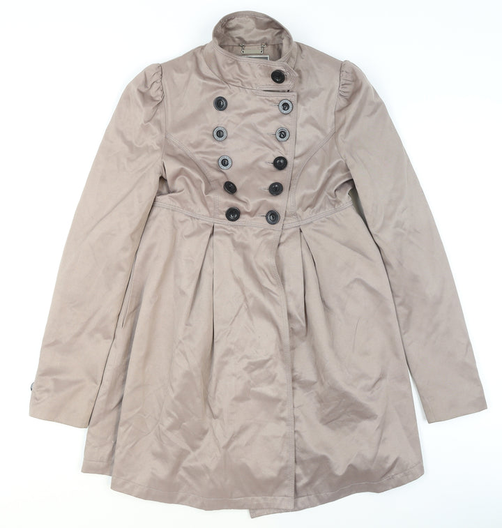 Lipsy Women’s Beige Double Breasted Trench Coat UK Regular Fit