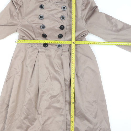 Lipsy Women’s Beige Double Breasted Trench Coat UK Regular Fit