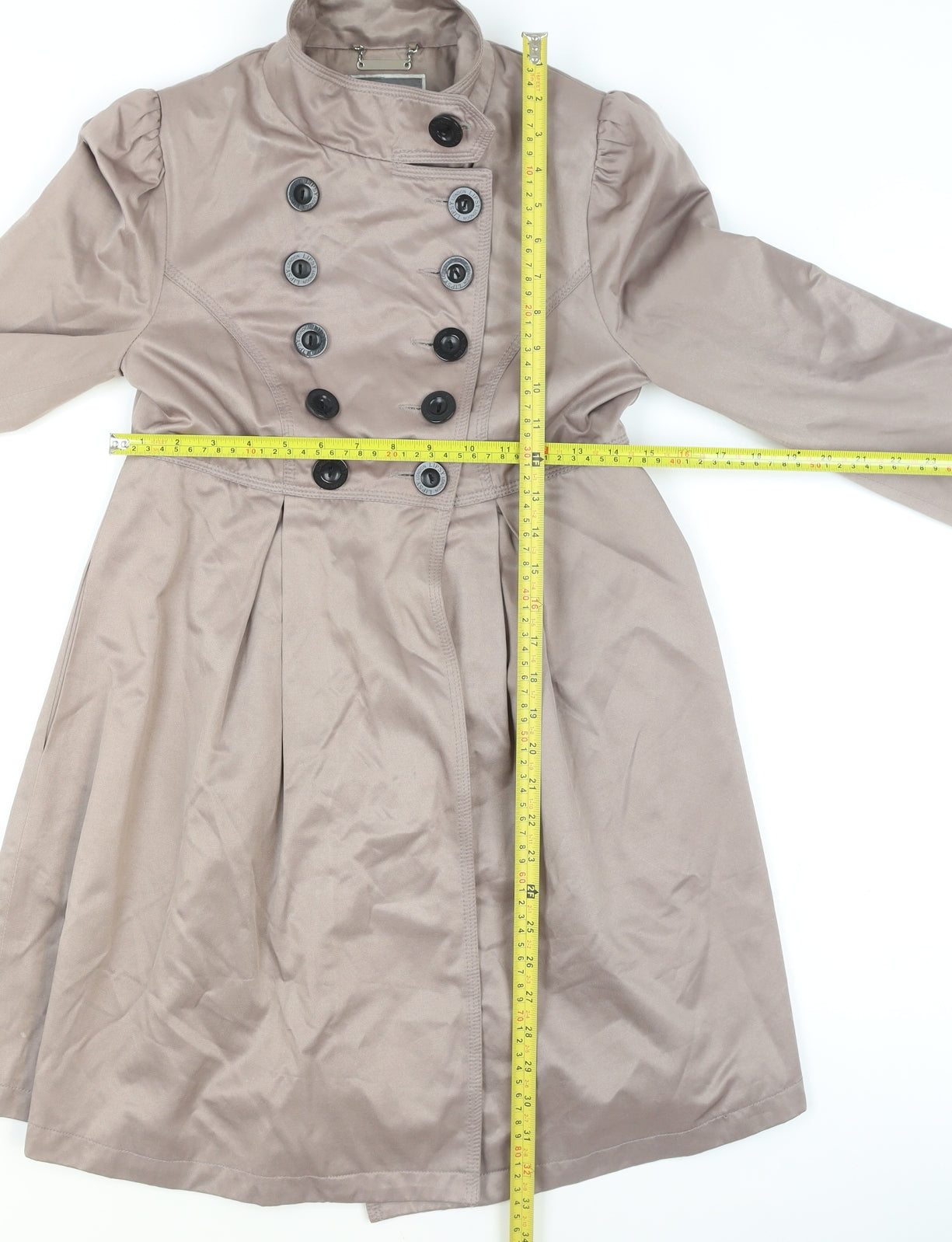 Lipsy Women’s Beige Double Breasted Trench Coat UK Regular Fit