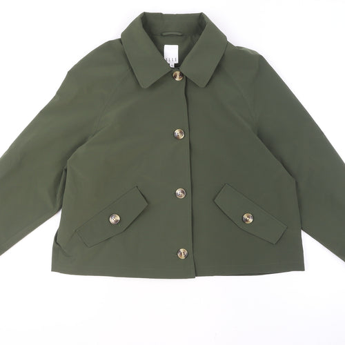 ELLE Women's Green Size 16 Short Button-Up Lined Jacket