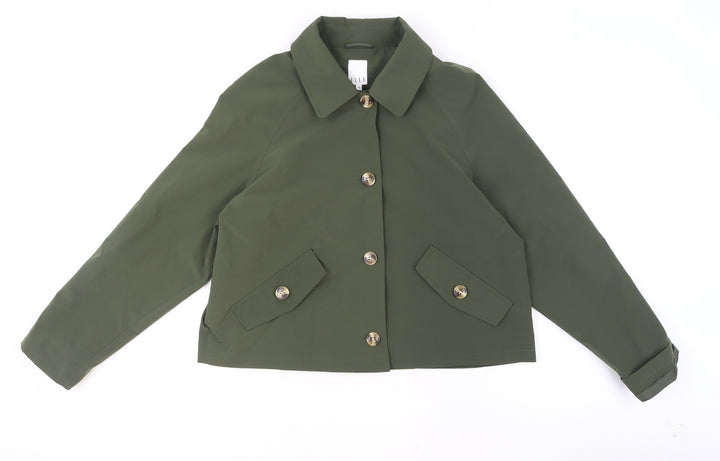 ELLE Women's Green Size 16 Short Button-Up Lined Jacket