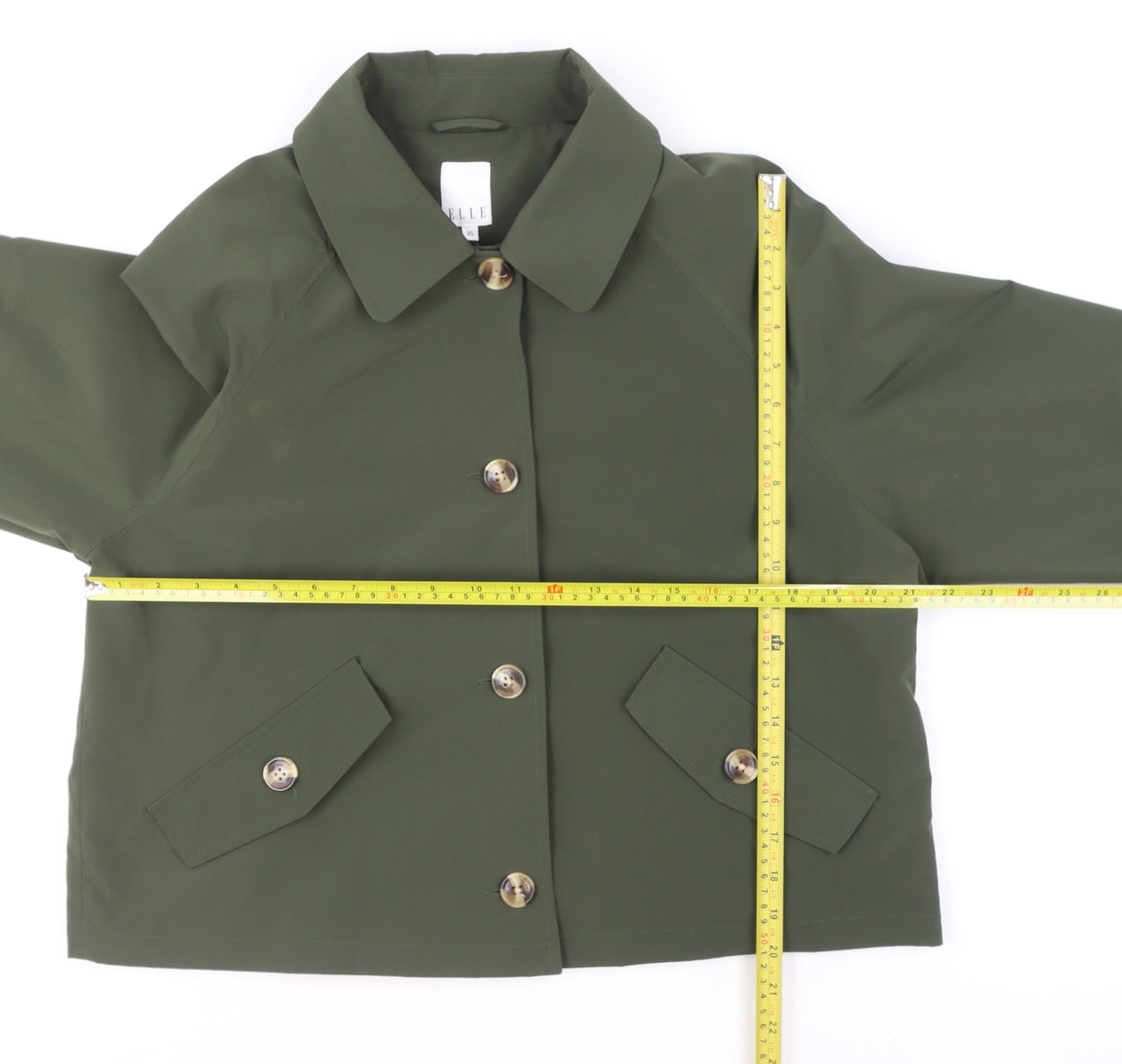 ELLE Women's Green Size 16 Short Button-Up Lined Jacket