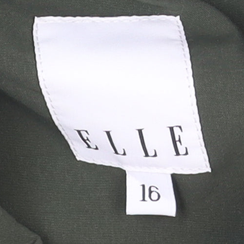 ELLE Women's Green Size 16 Short Button-Up Lined Jacket