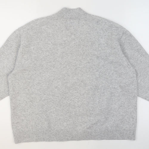 Adanola Women's Grey V-Neck Relaxed Fit Knit Jumper Size L