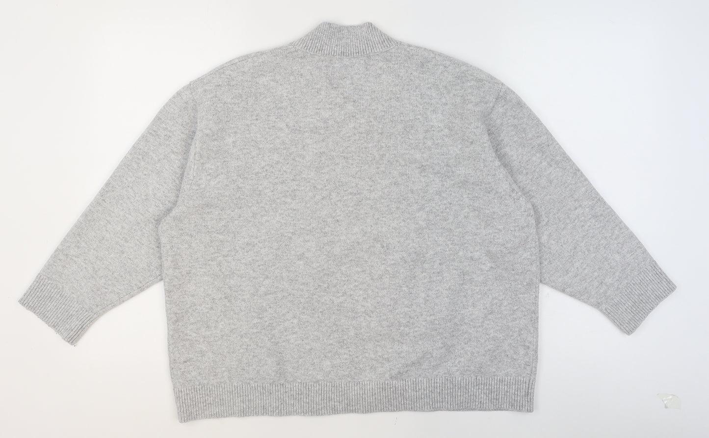 Adanola Women's Grey V-Neck Relaxed Fit Knit Jumper Size L