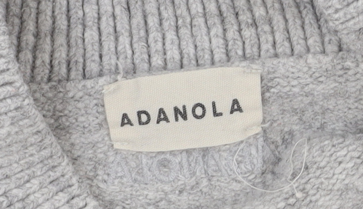 Adanola Women's Grey V-Neck Relaxed Fit Knit Jumper Size L