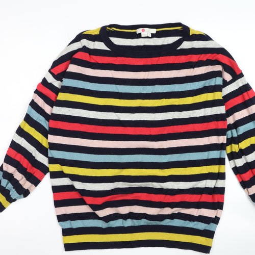 Boden Women Multicoloured Striped Wool Cotton Crew Neck Jumper Size M