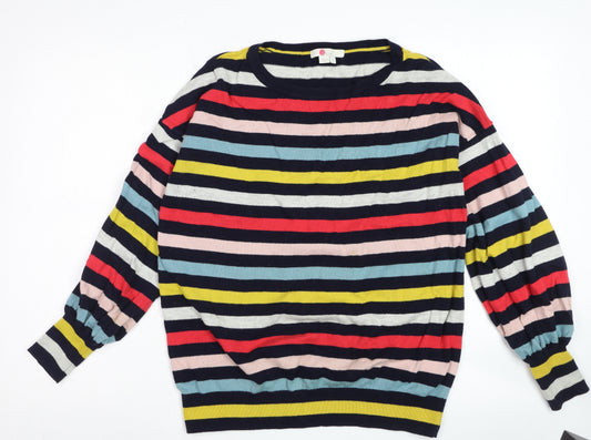 Boden Women Multicoloured Striped Wool Cotton Crew Neck Jumper Size M