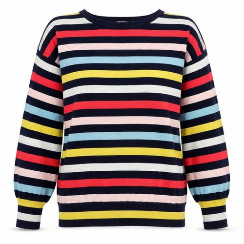 Boden Women Multicoloured Striped Wool Cotton Crew Neck Jumper Size M