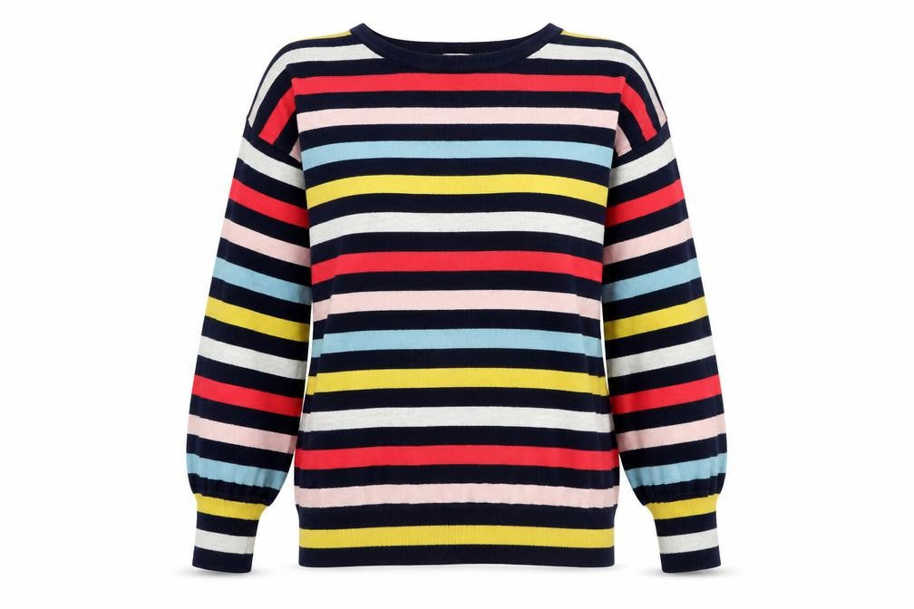 Boden Women Multicoloured Striped Wool Cotton Crew Neck Jumper Size M