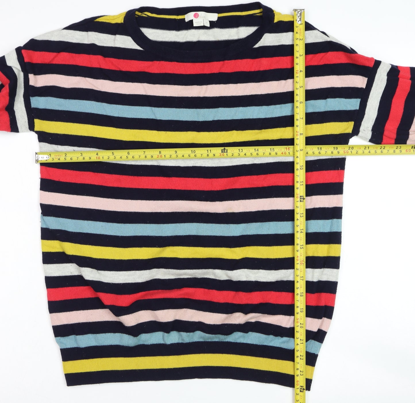 Boden Women Multicoloured Striped Wool Cotton Crew Neck Jumper Size M