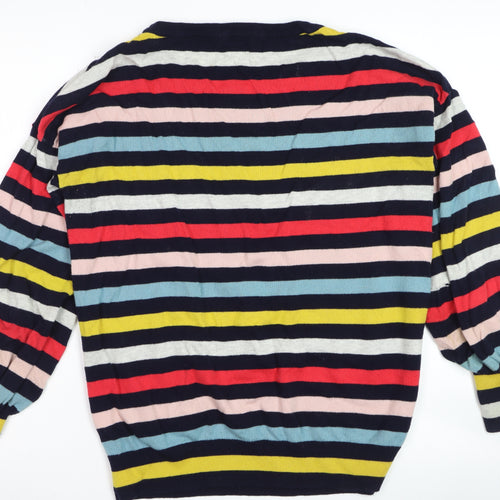 Boden Women Multicoloured Striped Wool Cotton Crew Neck Jumper Size M