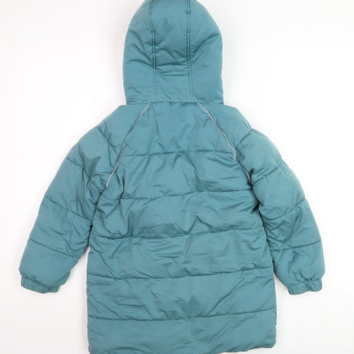 FatFace Girls Blue Hooded Puffer Coat 6-7 Years Winter Insulated Jacket