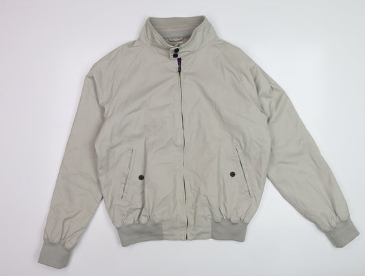 Feraud Men’s Beige Bomber Jacket L Cotton Twill Zip Casual