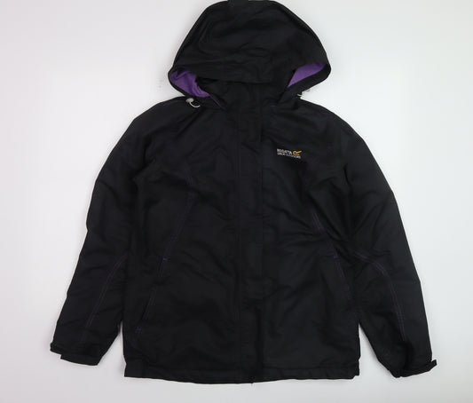 Regatta Women's Black Waterproof Hooded Rain Coat UK 12