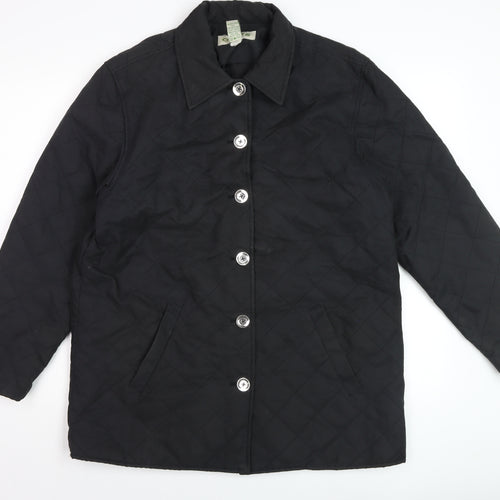 Orvis Mens Black Quilted Mid-Length Jacket M Padded Nylon Polyester
