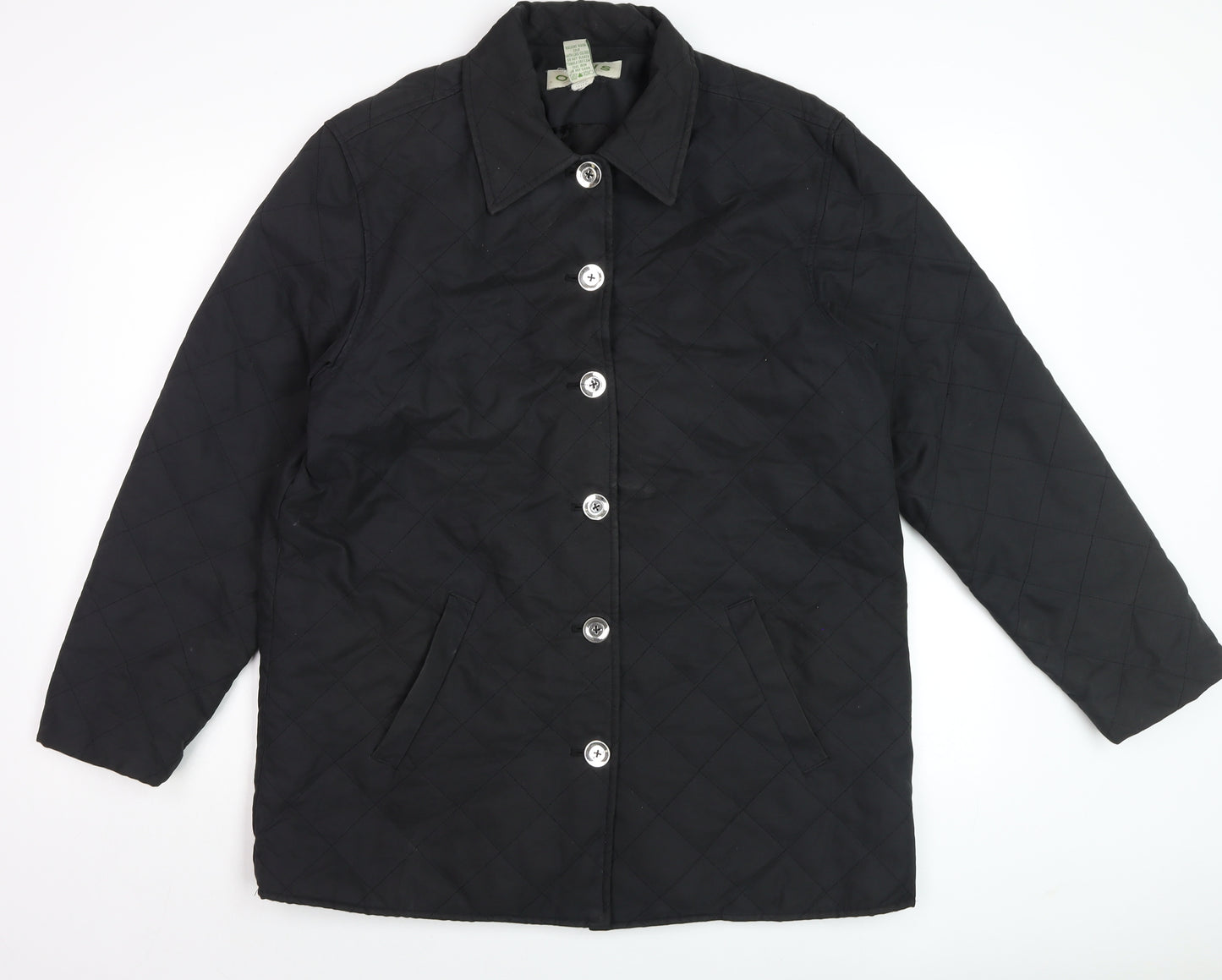 Orvis Mens Black Quilted Mid-Length Jacket M Padded Nylon Polyester