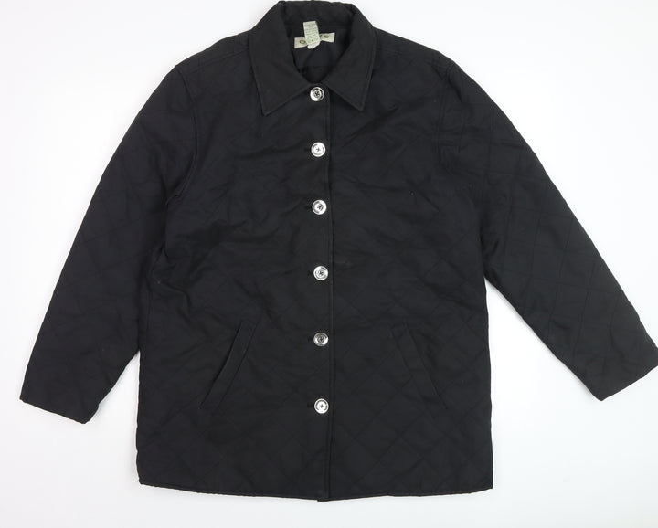 Orvis Mens Black Quilted Mid-Length Jacket M Padded Nylon Polyester