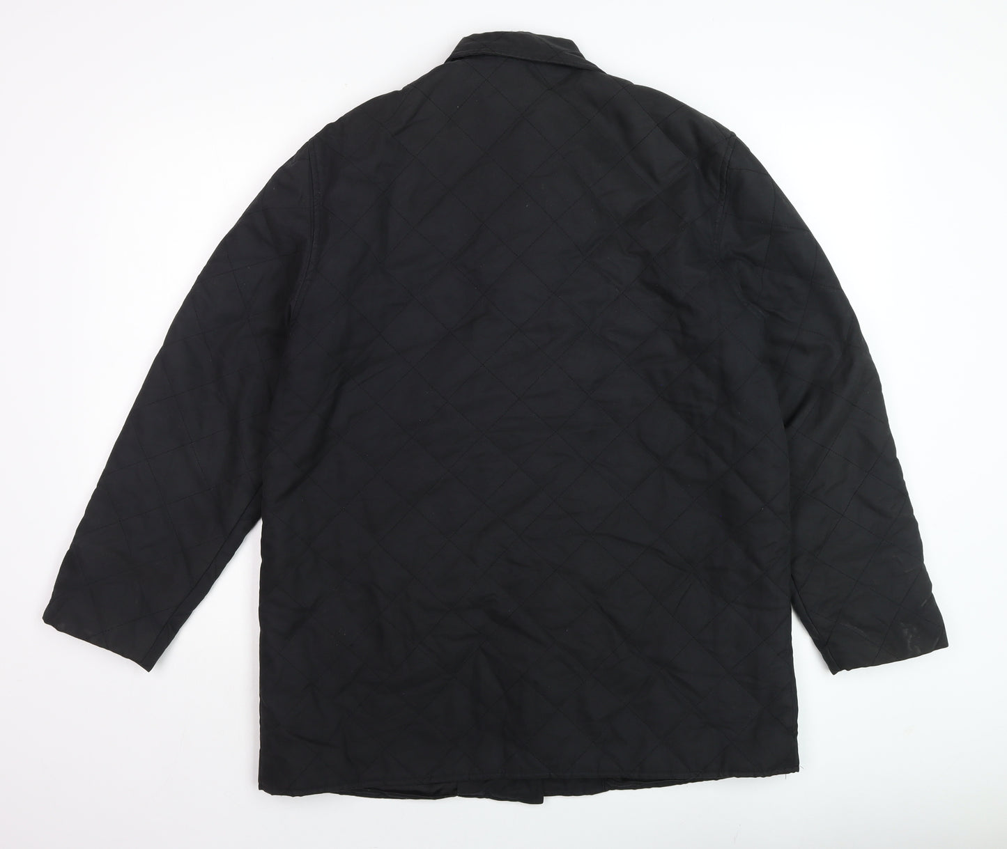Orvis Mens Black Quilted Mid-Length Jacket M Padded Nylon Polyester