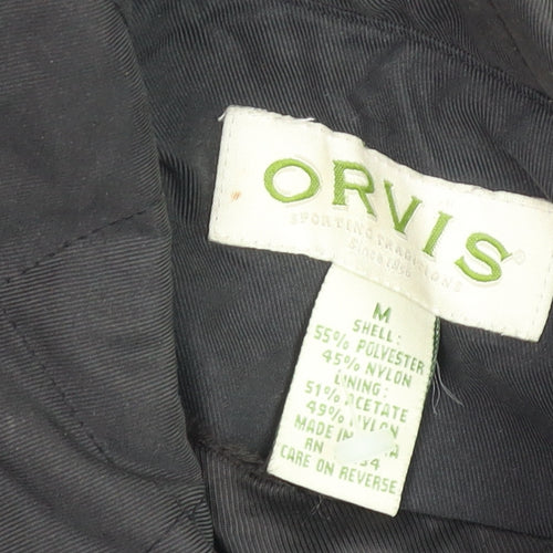 Orvis Mens Black Quilted Mid-Length Jacket M Padded Nylon Polyester