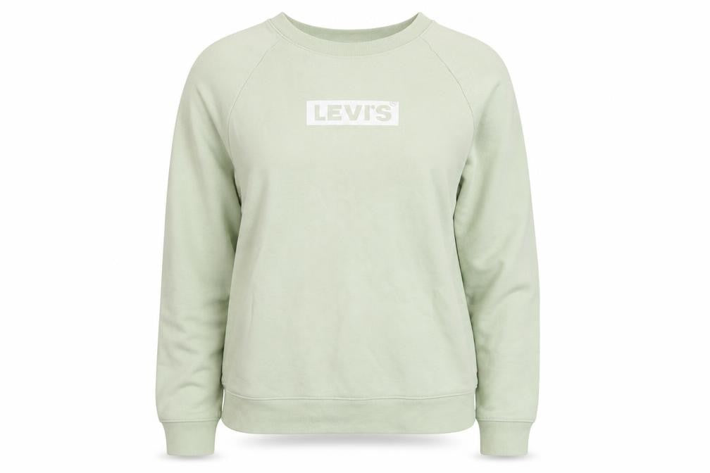 Front view of Levi's Women's Green Small Crew Neck Pullover Sweatshirt