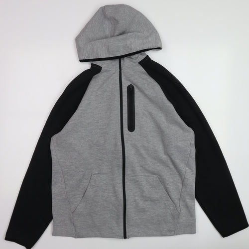 U.S. Athletic Men's Grey Black Full Zip Hoodie Size L Regular Fit