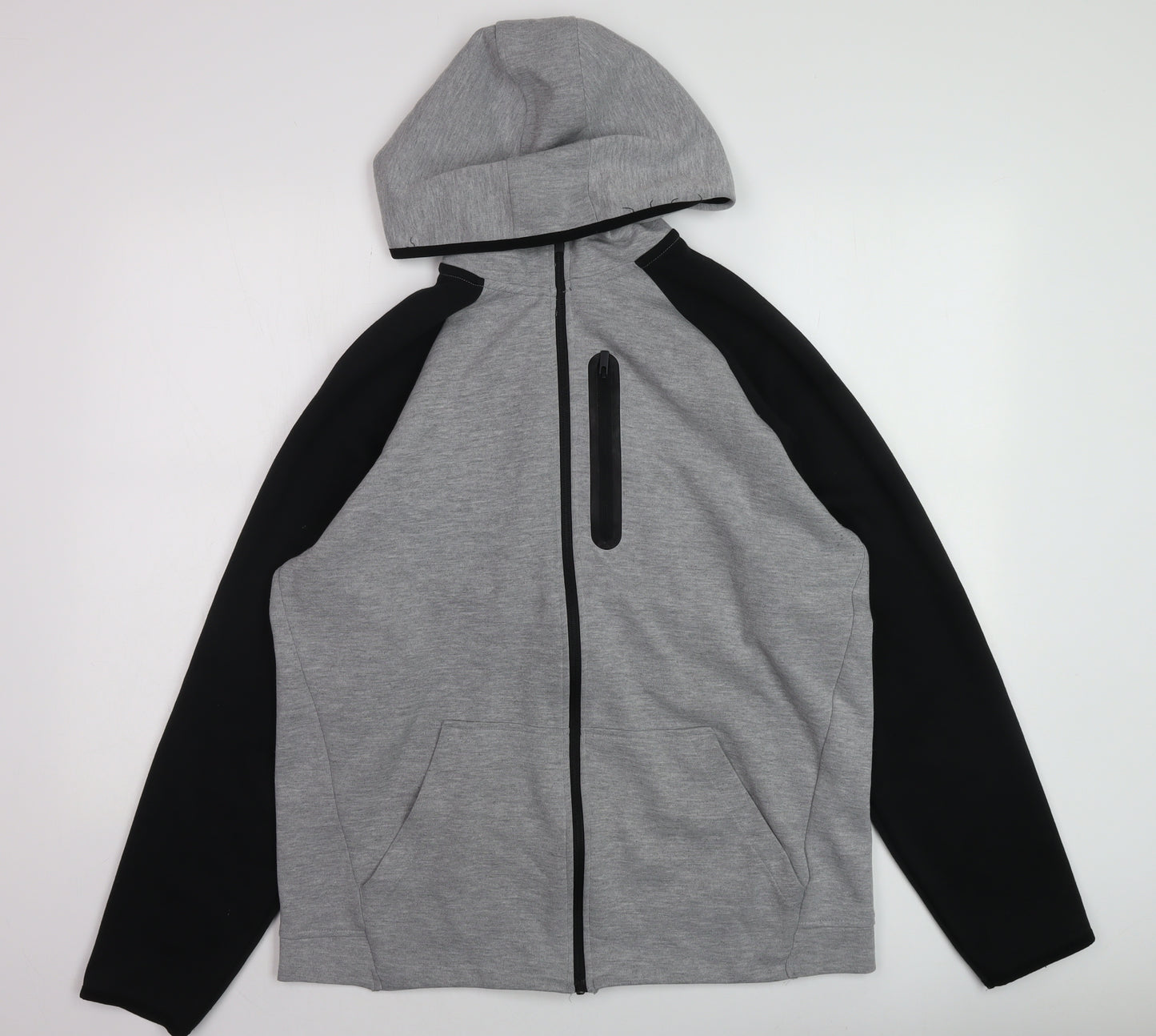 U.S. Athletic Men's Grey Black Full Zip Hoodie Size L Regular Fit