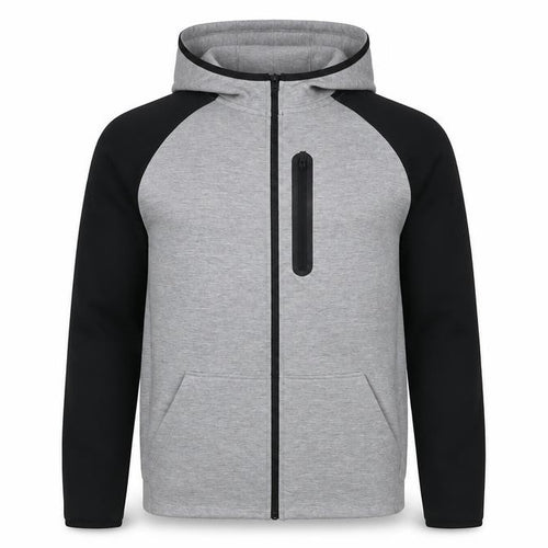 U.S. Athletic Men's Grey Black Full Zip Hoodie Size L Regular Fit