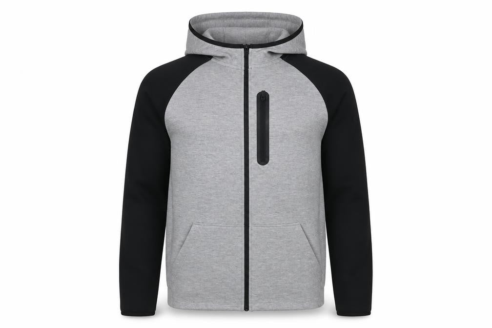 U.S. Athletic Men's Grey Black Full Zip Hoodie Size L Regular Fit