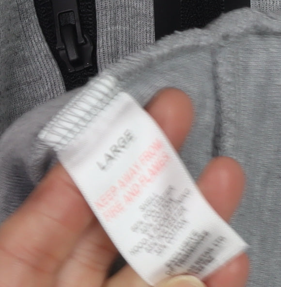 U.S. Athletic Men's Grey Black Full Zip Hoodie Size L Regular Fit