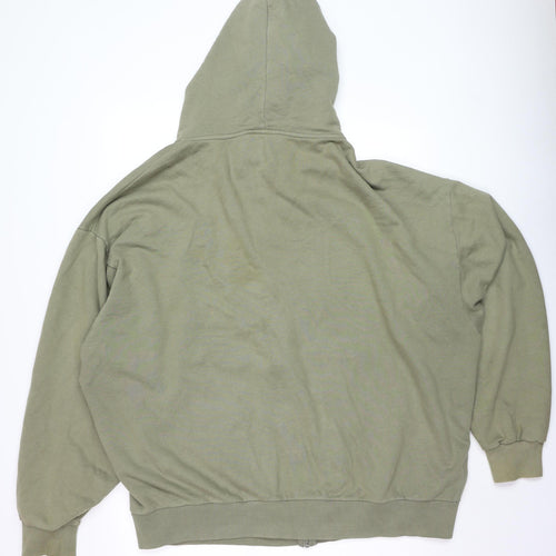 Collusion Mens Green Full Zip Hoodie Size M Relaxed Fit Cotton
