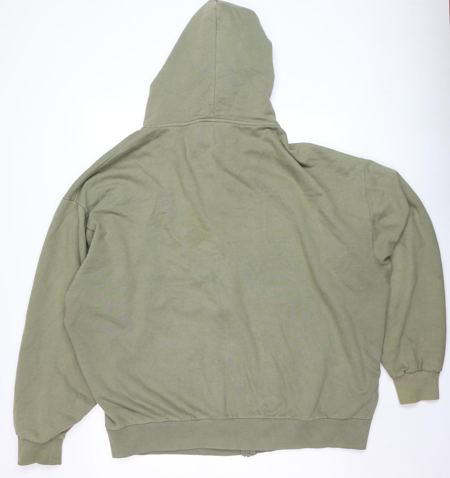 Collusion Mens Green Full Zip Hoodie Size M Relaxed Fit Cotton