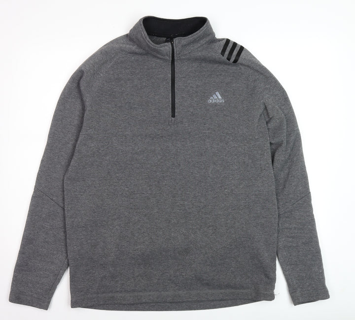 Adidas Men Grey Golf 1/2 Zip Mock Neck Fleece Sweatshirt L