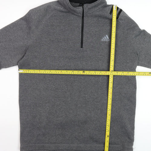 Adidas Men Grey Golf 1/2 Zip Mock Neck Fleece Sweatshirt L
