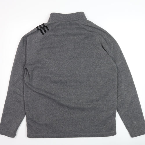 Adidas Men Grey Golf 1/2 Zip Mock Neck Fleece Sweatshirt L