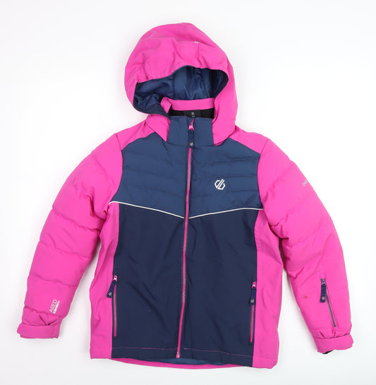 Dare 2B Girls Pink & Blue Hooded Puffer Jacket 9-10 Years Winter Coat