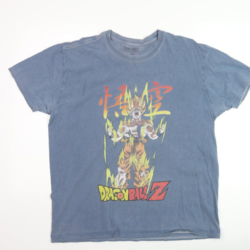 Dragon Ball Z Men's Blue Large Graphic T-Shirt Cotton Crew Neck
