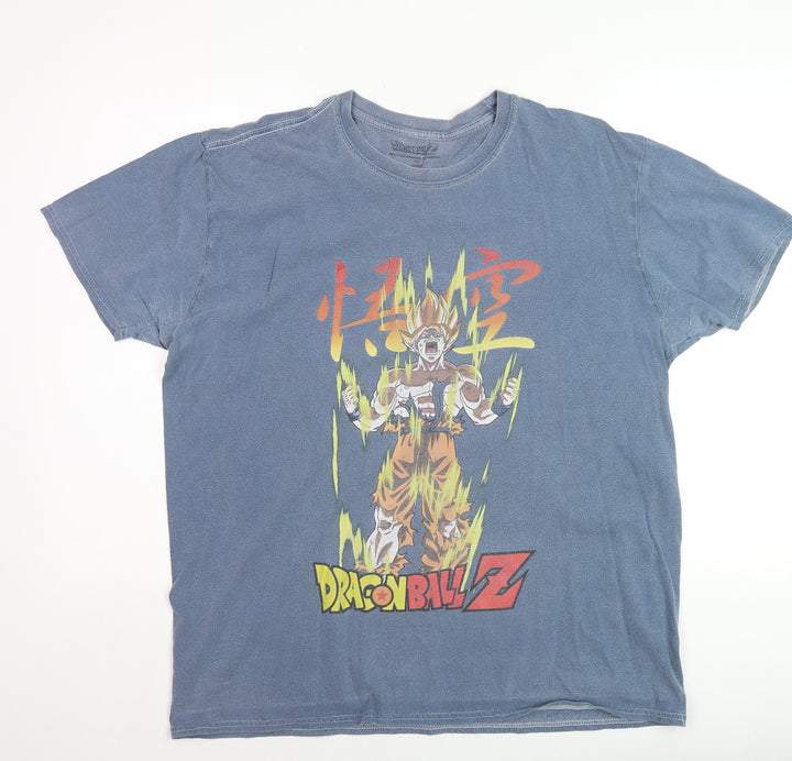 Dragon Ball Z Men's Blue Large Graphic T-Shirt Cotton Crew Neck