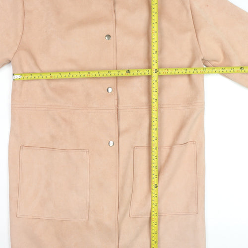 Zara Women Beige Faux Suede Long Overcoat Size 14